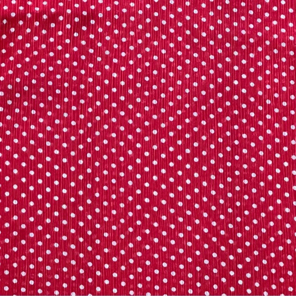 NWT Three Eighty Two Polka Dot Short Sleeve Sheer Top Size Large Red White - Picture 6 of 14